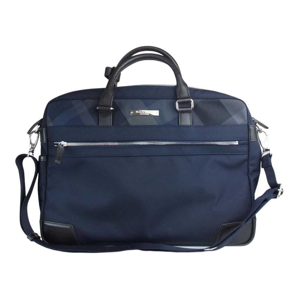 ブラックレーベル クレストブリッジ 51113-200-28 シャドー クレストブリッジ チェック 2WAY ビジネス ブリーフ バッグ ネイビー系【新古品】【未使用】【中古】