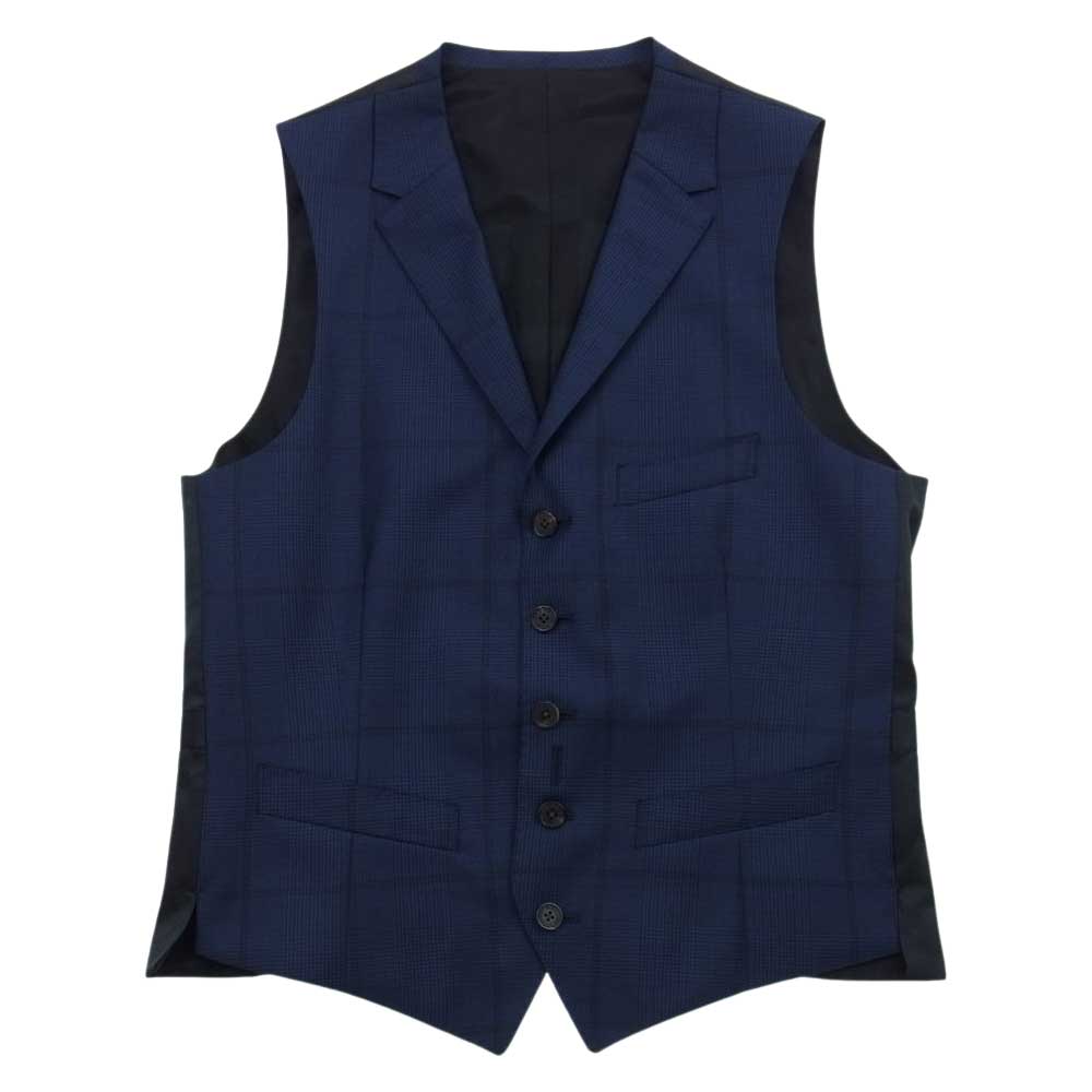 ブラックレーベル クレストブリッジ 51H82-310-26 ウール 2B ジャケット ベスト パンツ 3ピース セットアップ スーツ ネイビー系 38R（Mサイズ相当）【新古品】【未使用】【中古】