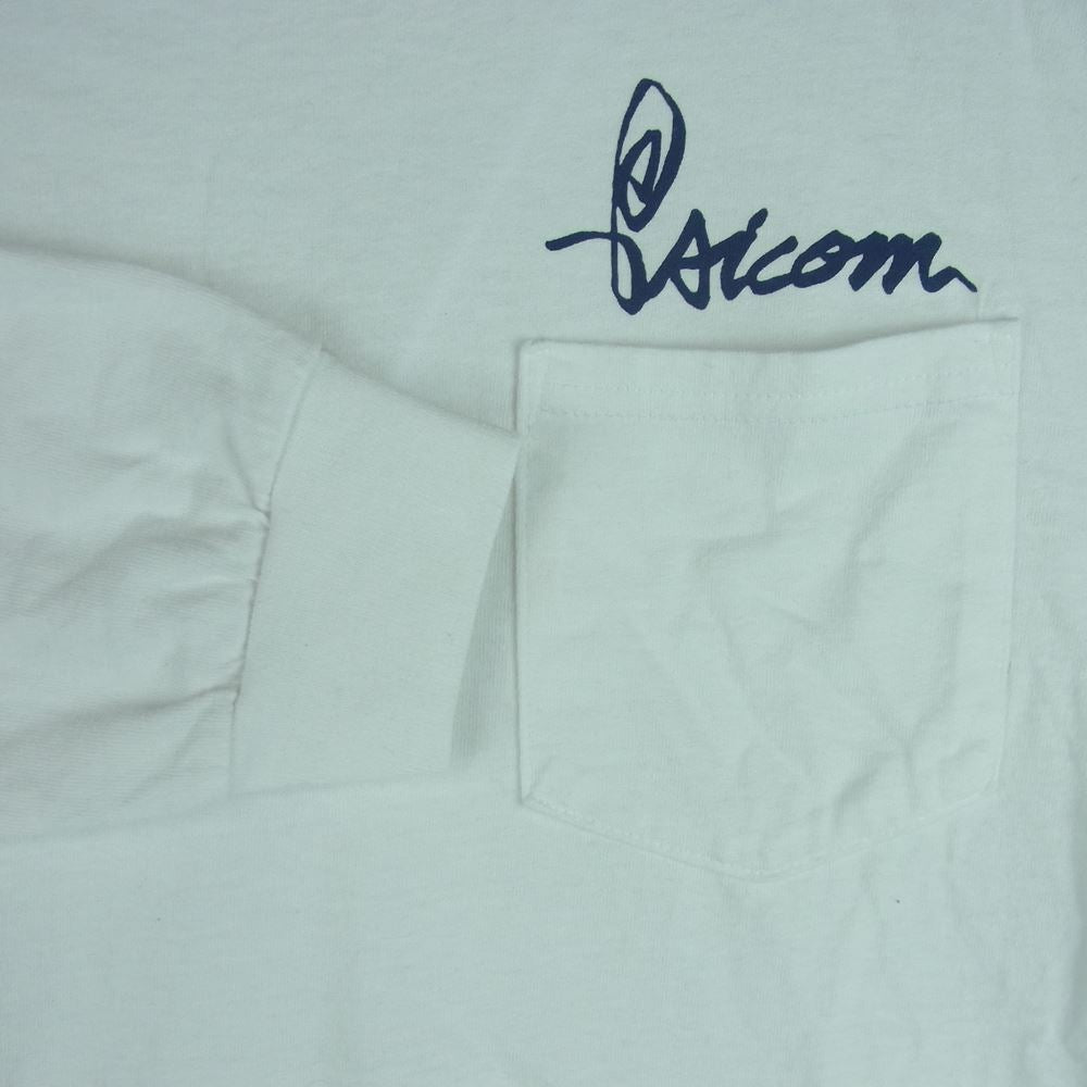 Psicom サイコム アームロゴ ロングスリーブ 長袖 Tシャツ コットン 日本製 ホワイト系 M【中古】