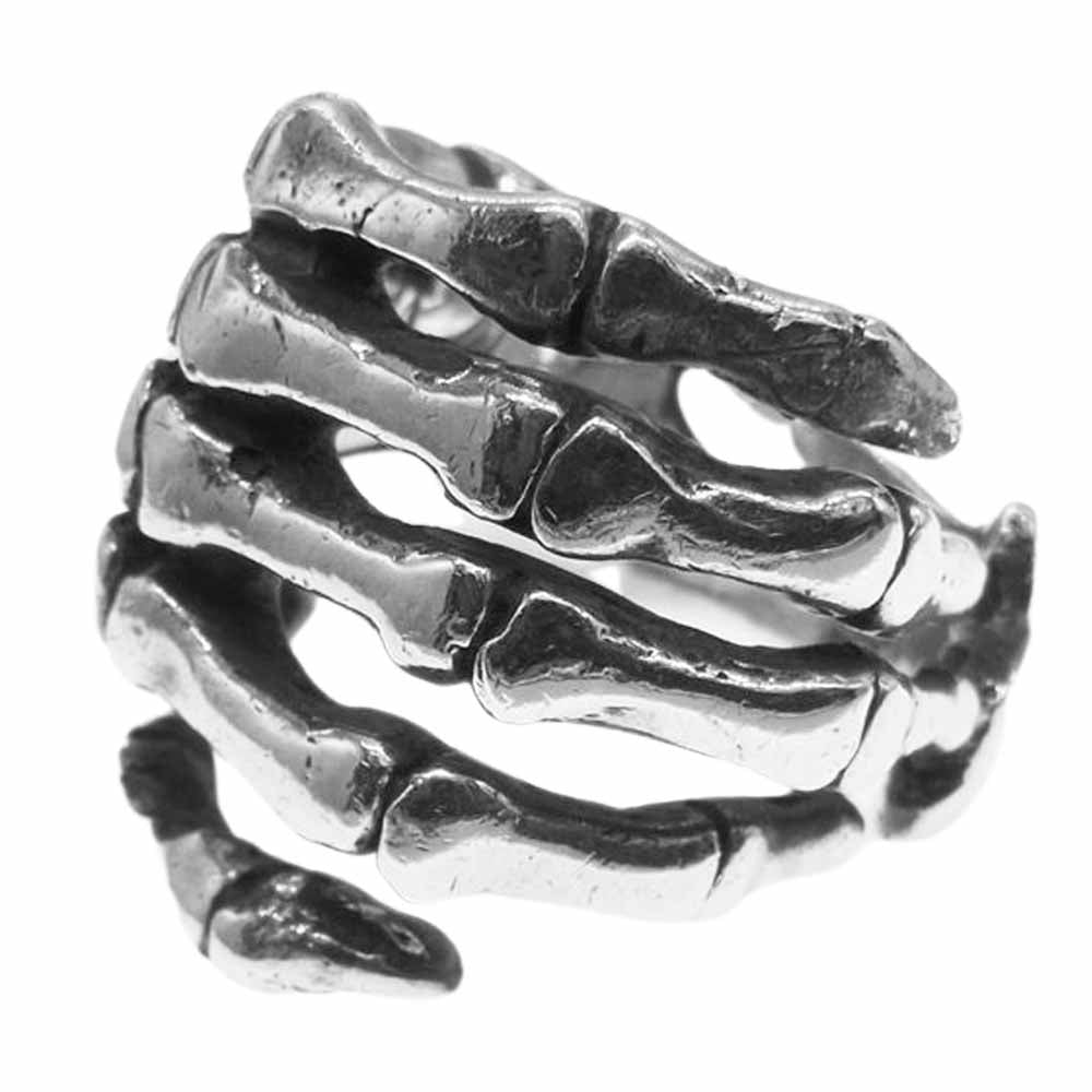 CRAZY PIG クレイジーピッグ Bone Hand Ring ボーンハンド リング シルバー系 15号【中古】