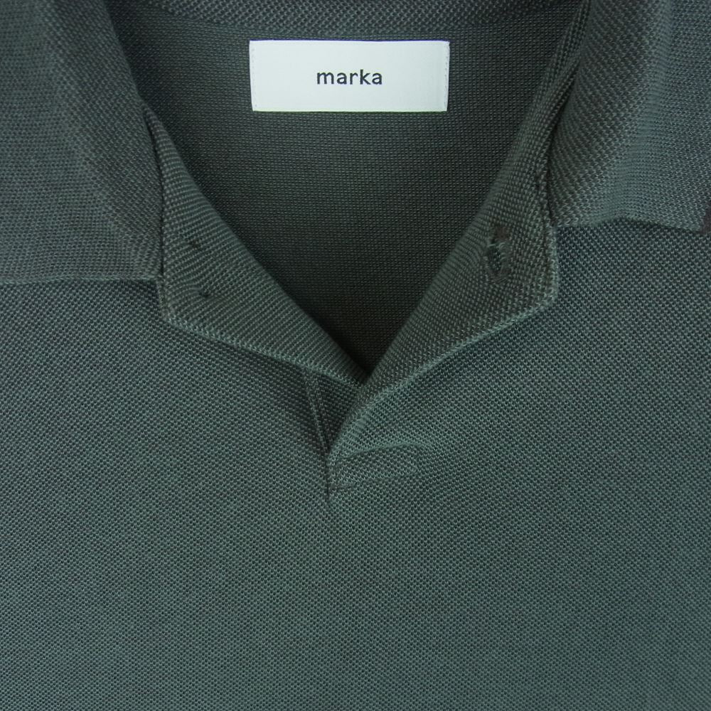 marka マーカ 22AW M22A-15CS02B 1B POLO - 30//2 CHAMBRAY PIQUE コットン ポロシャツ 半袖 グレイッシュグリーン系 1【中古】
