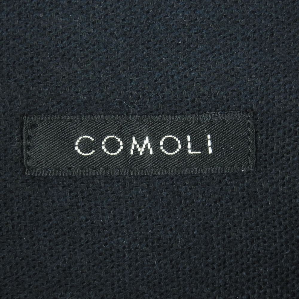 COMOLI コモリ 23SS X01-02006 カシミヤ 和紙 ハーフジップ 長袖 シャツ 日本製 ダークネイビー系 1【中古】