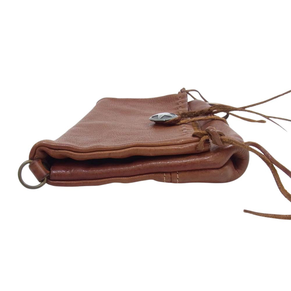 ラッキージョン スターコンチョ レザー クラッチ セカンド バッグ ブラウン系【中古】