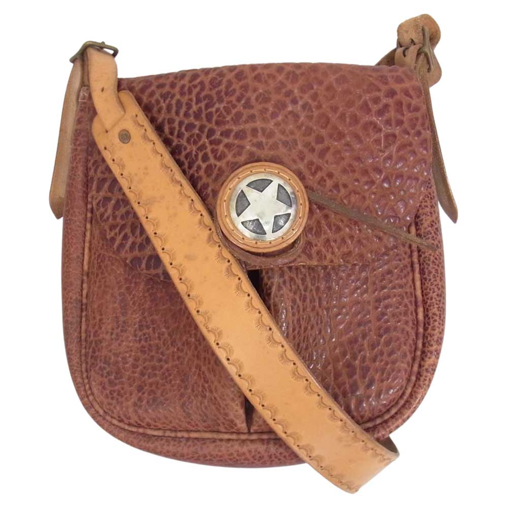 ラッキージョン レザー スターコンチョ ショルダー バッグ ブラウン系【中古】