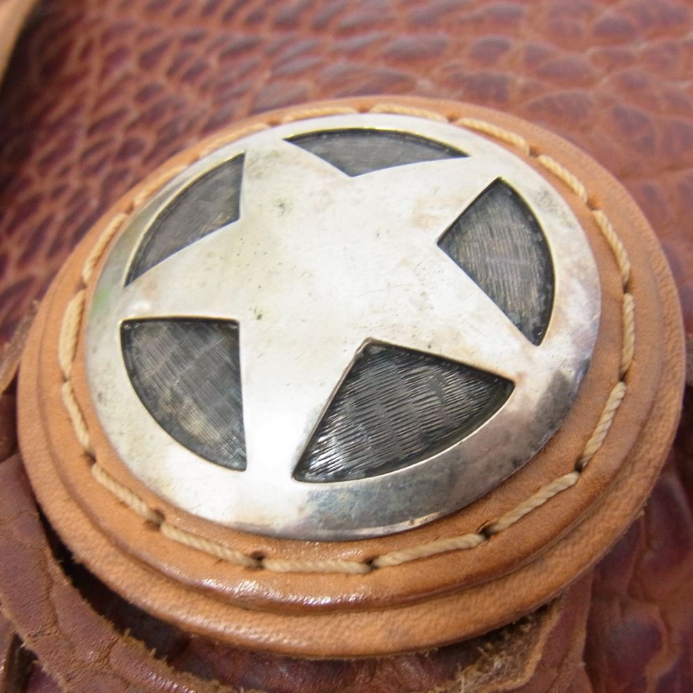 ラッキージョン レザー スターコンチョ ショルダー バッグ ブラウン系【中古】