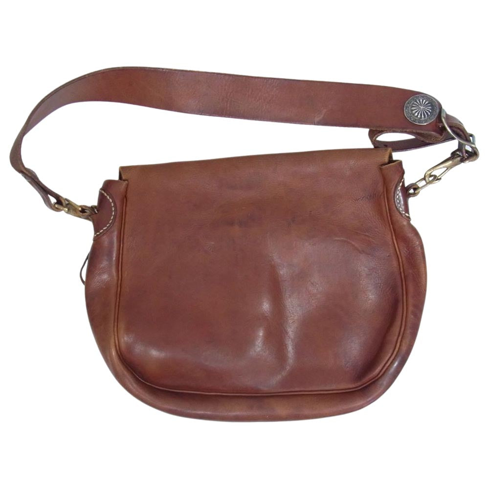 ラッキージョン コンチョ レザー ショルダーバッグ ブラウン系【中古】