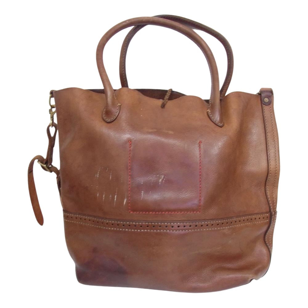 ラッキージョン コンチョ レザー 2WAY ショルダー トート バッグ ブラウン系【中古】