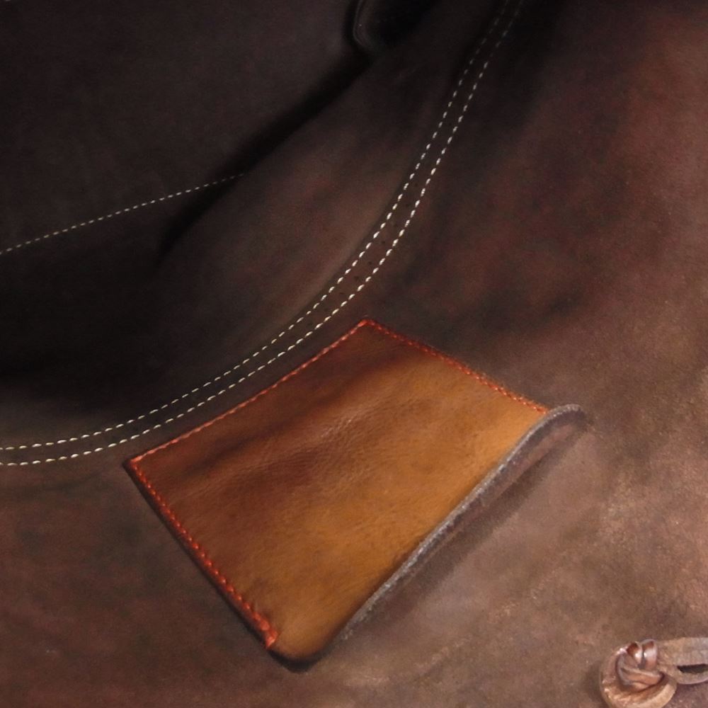 ラッキージョン コンチョ レザー 2WAY ショルダー トート バッグ ブラウン系【中古】