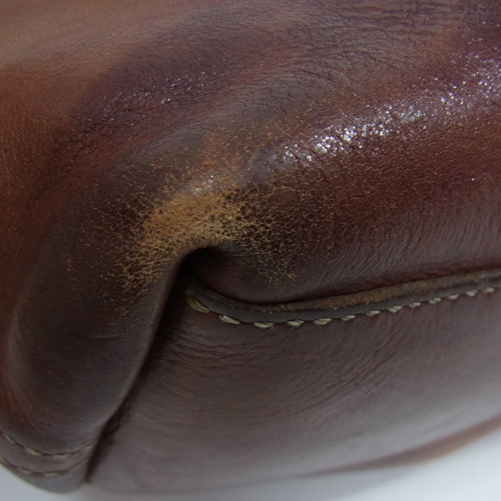 ラッキージョン コンチョ レザー 2WAY ショルダー トート バッグ ブラウン系【中古】