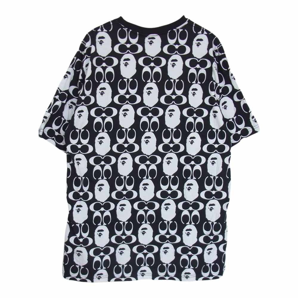 A BATHING APE アベイシングエイプ × COACH コーチ シグネチャー 総柄 Tシャツ ブラック系 XL【中古】