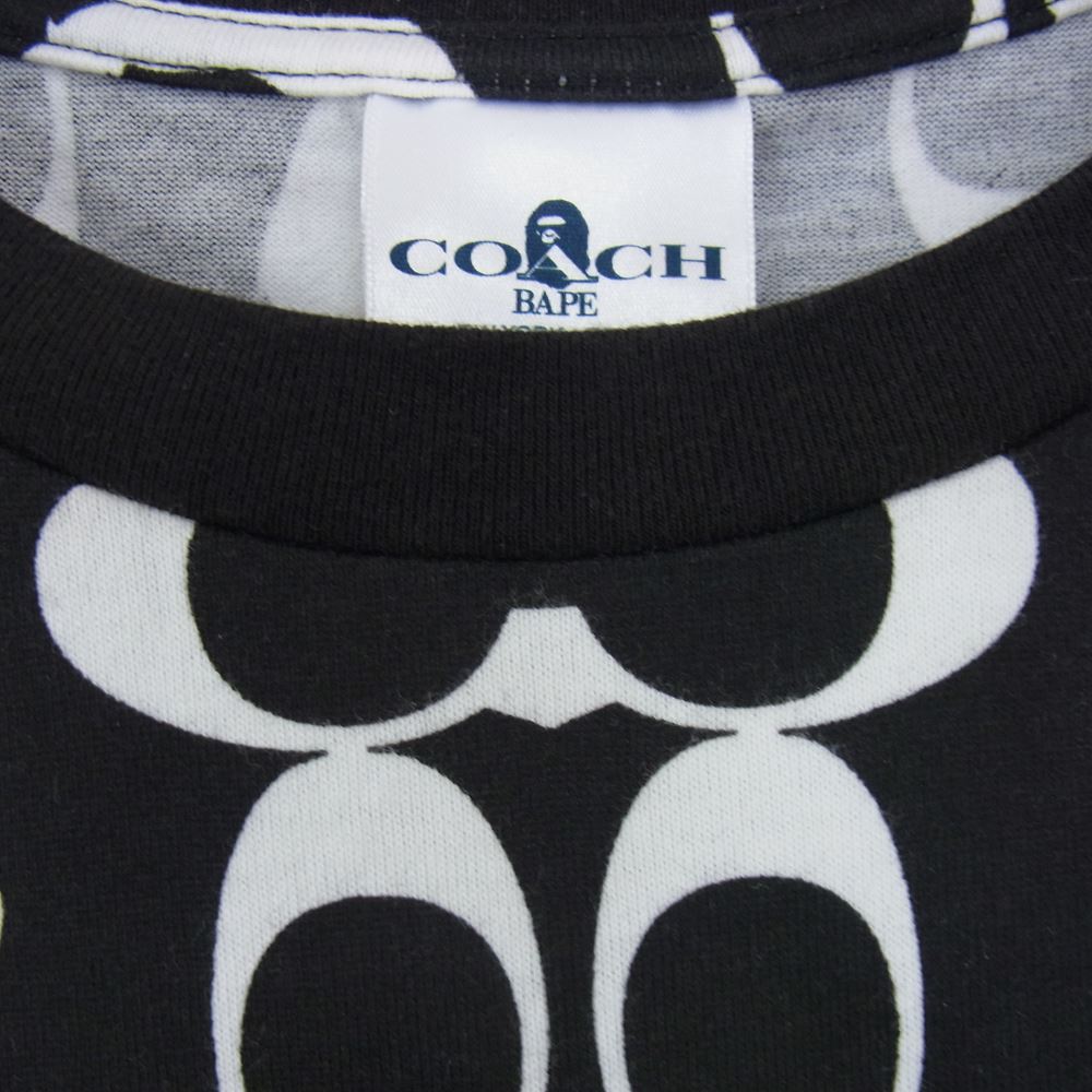 A BATHING APE アベイシングエイプ × COACH コーチ シグネチャー 総柄 Tシャツ ブラック系 XL【中古】