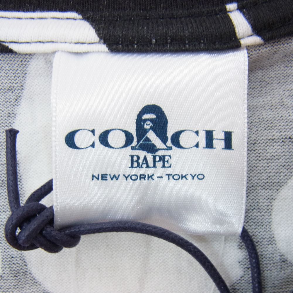 A BATHING APE アベイシングエイプ × COACH コーチ シグネチャー 総柄 Tシャツ ブラック系 XL【中古】