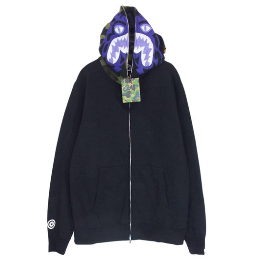 A BATHING APE アベイシングエイプ フルジップ シャーク パーカー ブラック系 XL【中古】