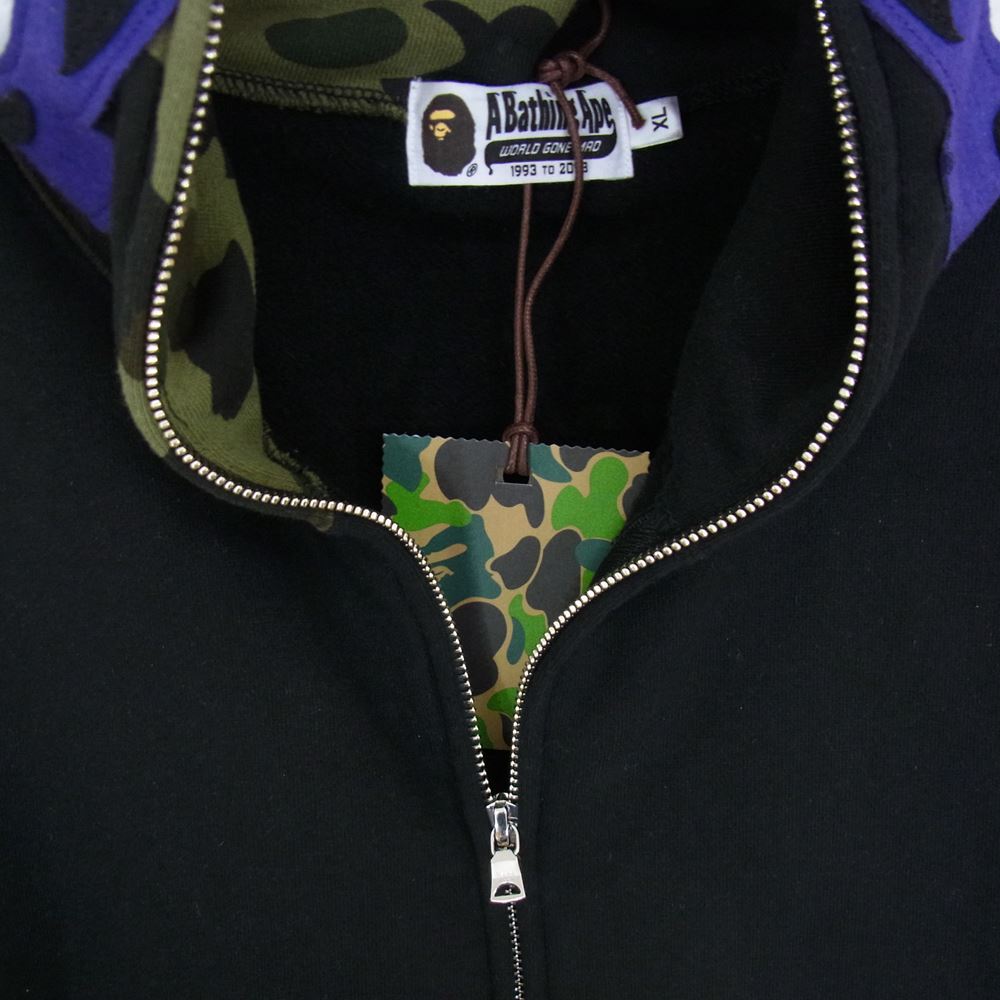A BATHING APE アベイシングエイプ フルジップ シャーク パーカー ブラック系 XL【中古】
