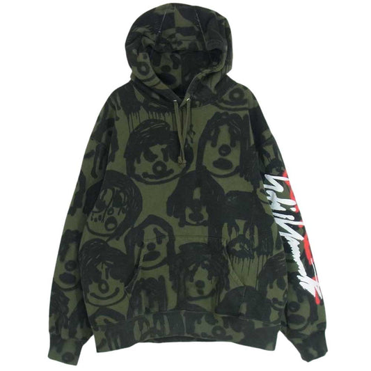 Supreme シュプリーム 20AW × Yohji Yamamoto ヨウジヤマモト Hooded Sweatshirt 総柄 フーデッド パーカー カーキ系 L【中古】