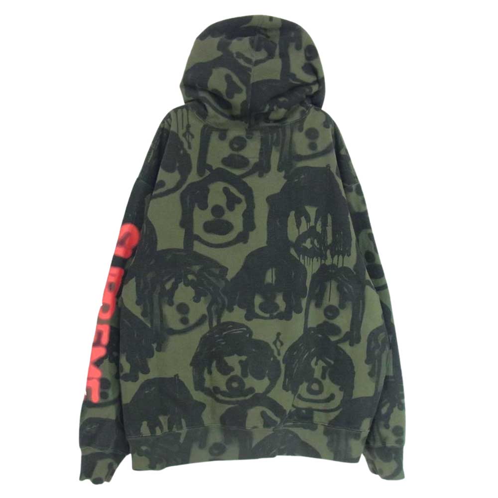 Supreme シュプリーム 20AW × Yohji Yamamoto ヨウジヤマモト Hooded Sweatshirt 総柄 フーデッド パーカー カーキ系 L【中古】