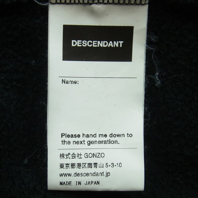 DESCENDANT ディセンダント ロゴ フーディ スウェット パーカー コットン 日本製 ブラック系 3【中古】