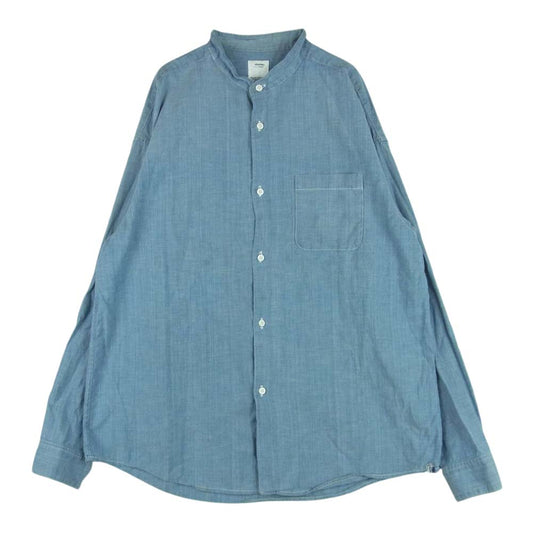 VISVIM ビズビム 21SS 0121205011004 INGALL II L/S C/SI CHAMBRAY ノーカラー シャンブレー 長袖 シャツ インディゴブルー系 3【中古】