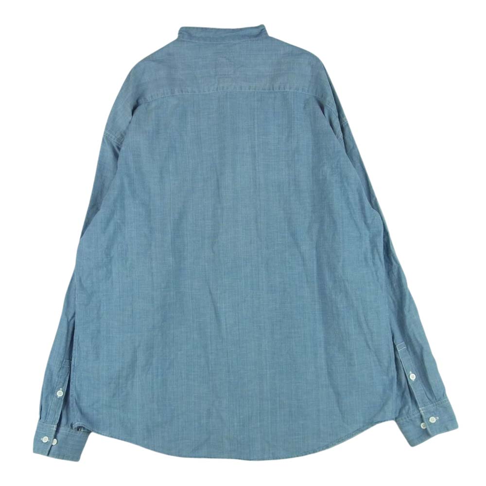 VISVIM ビズビム 21SS 0121205011004 INGALL II L/S C/SI CHAMBRAY ノーカラー シャンブレー 長袖 シャツ インディゴブルー系 3【中古】