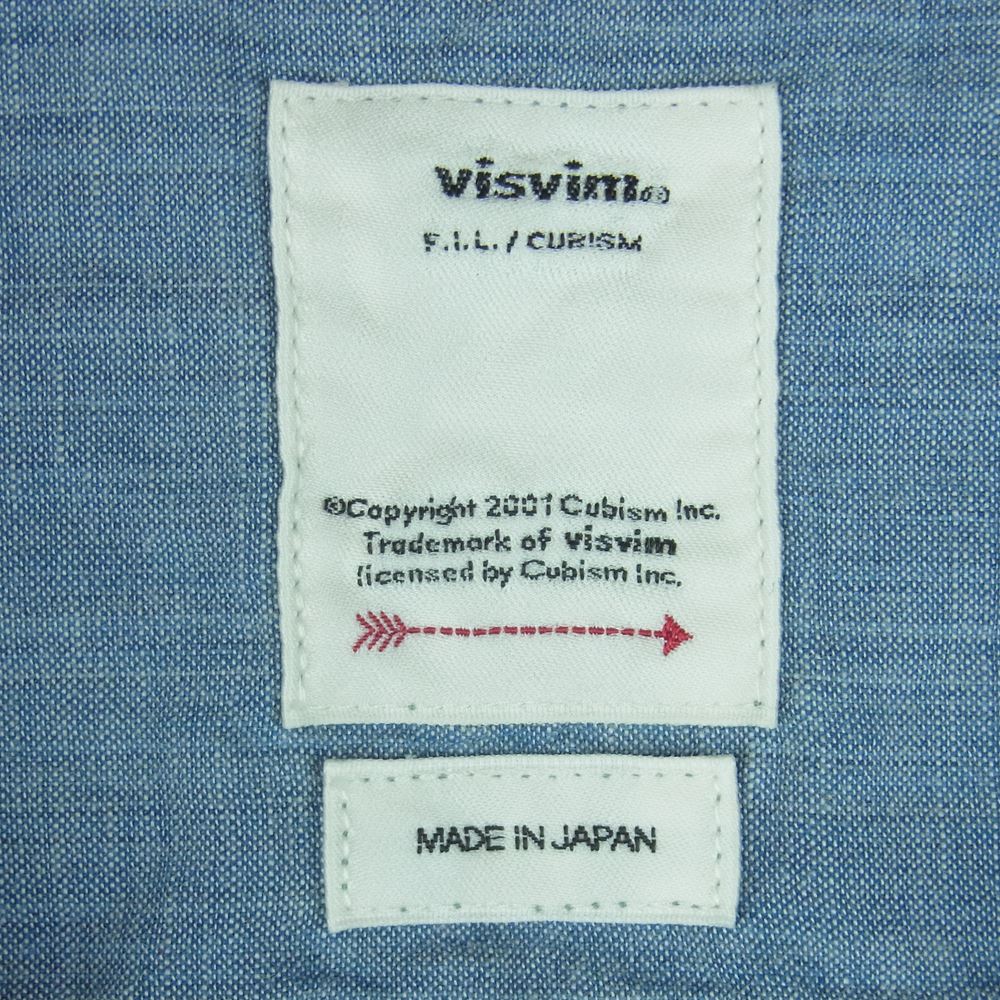 VISVIM ビズビム 21SS 0121205011004 INGALL II L/S C/SI CHAMBRAY ノーカラー シャンブレー 長袖 シャツ インディゴブルー系 3【中古】
