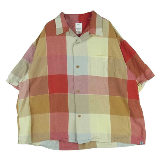 VISVIM ビズビム 22SS 0122105011015 HARMON SHIRTS S/S CHECK 半袖 チェック シャツ 日本製 レッド系 ベージュ系 3【中古】