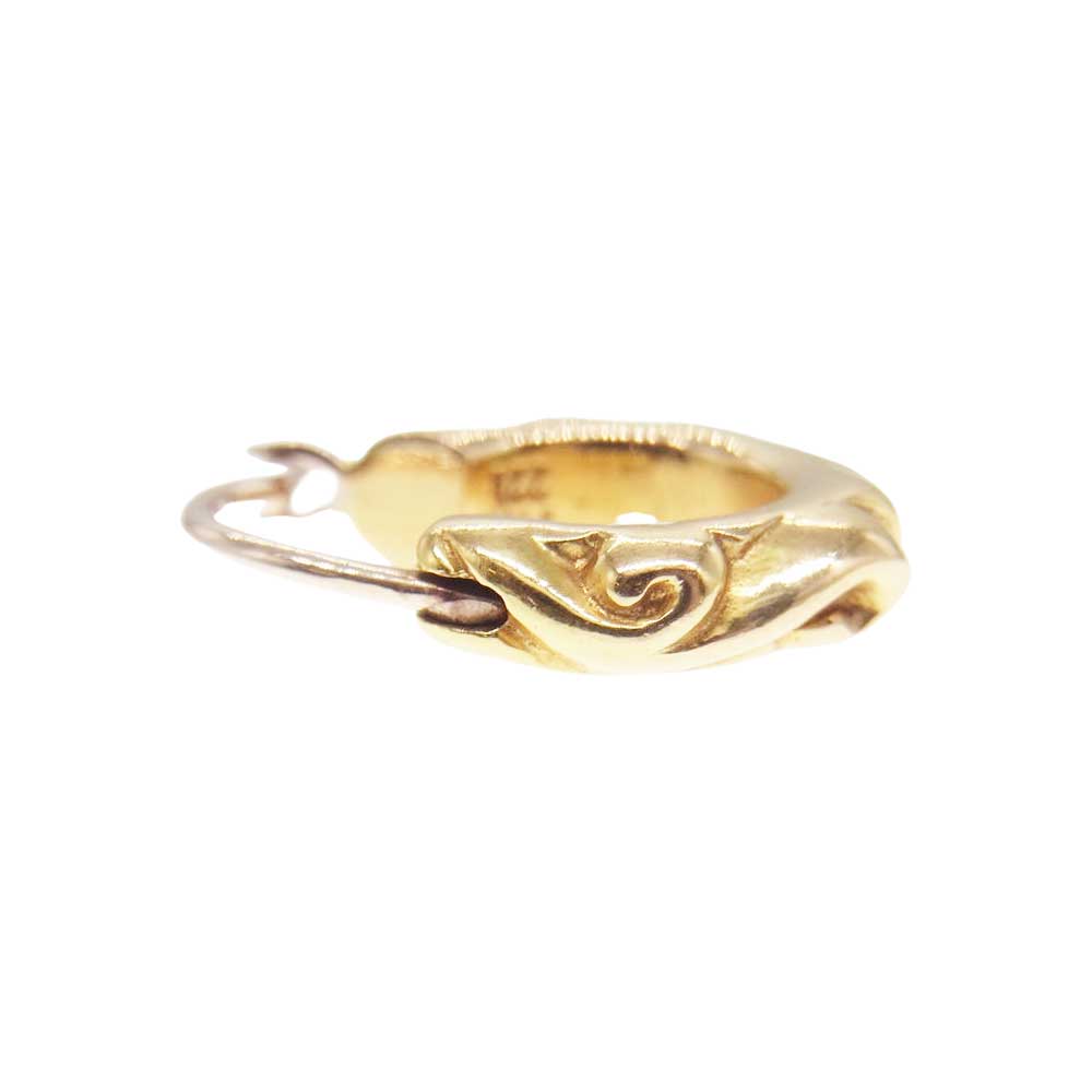 CHROME HEARTS クロムハーツ（原本有） 22K TNY HOOP SCRL タイニースクロールフープ ゴールド ピアス ゴールド系【中古】