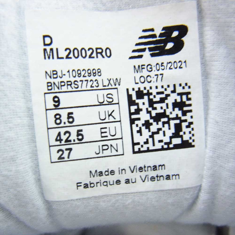 NEW BALANCE ニューバランス ML2002R0 スニーカー グレー系 27cm【新古品】【未使用】【中古】