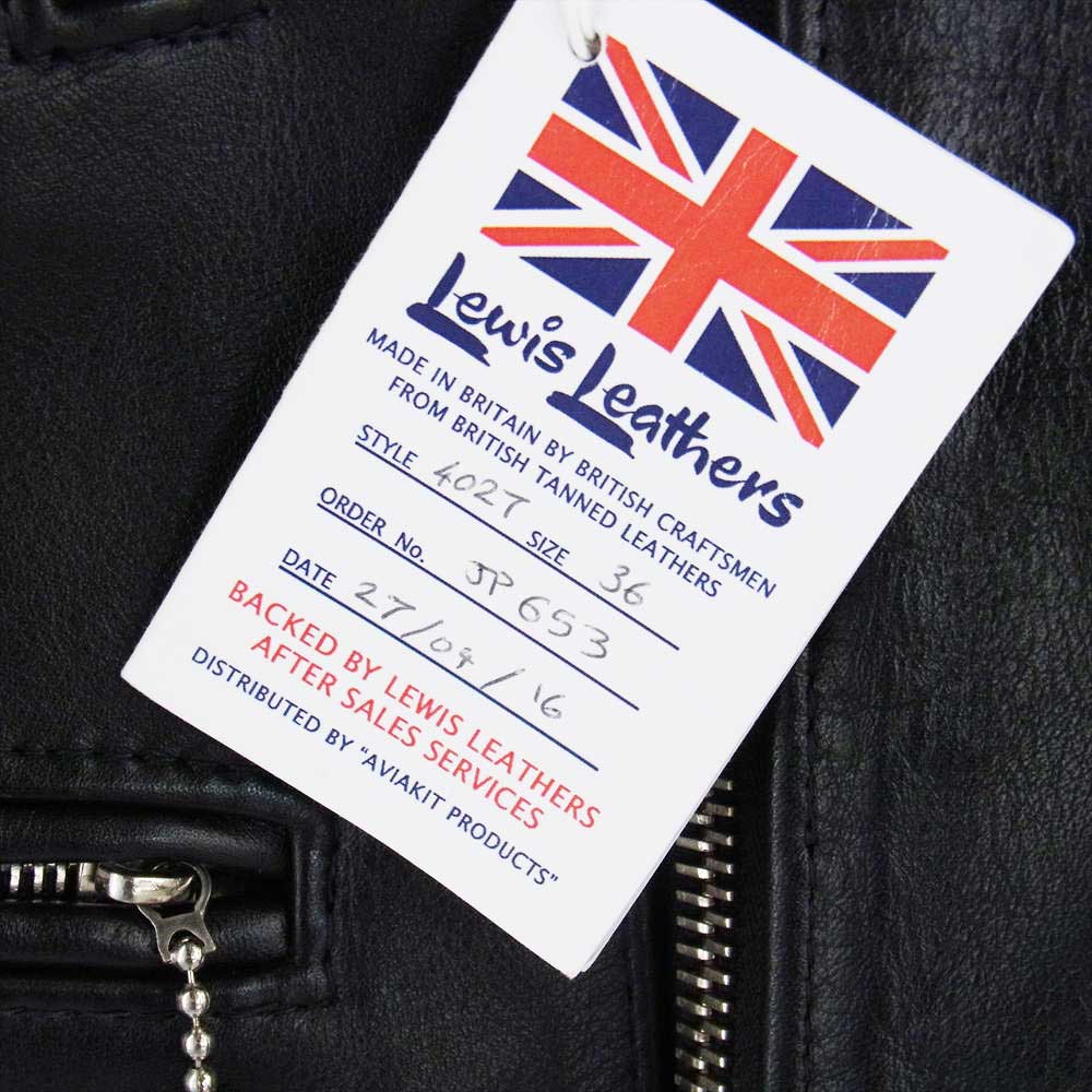 Lewis Leathers ルイスレザー 402T タイトフィット ライトニング レザー ダブル ライダース ジャケット ブラック系 36【美品】【中古】