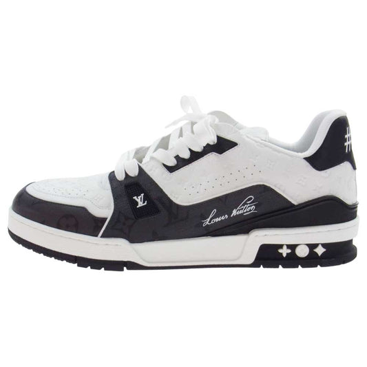 LOUIS VUITTON ルイ・ヴィトン 1AANEB モノグラム トレイナー ライン ローカット スニーカー ホワイト系 ブラック系 10【極上美品】【中古】