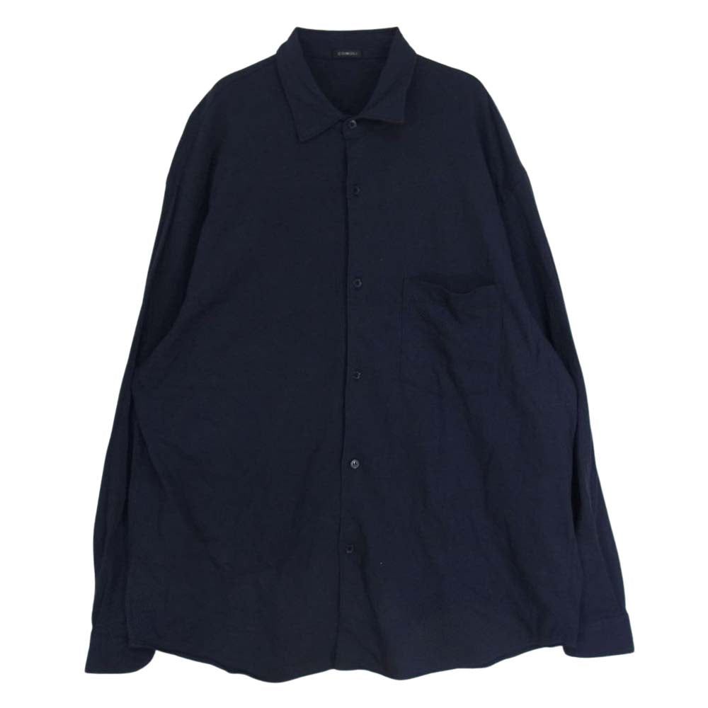 COMOLI コモリ 23SS  X01-05016  コットンジャージ コモリシャツ 長袖 ネイビー系 2【美品】【中古】