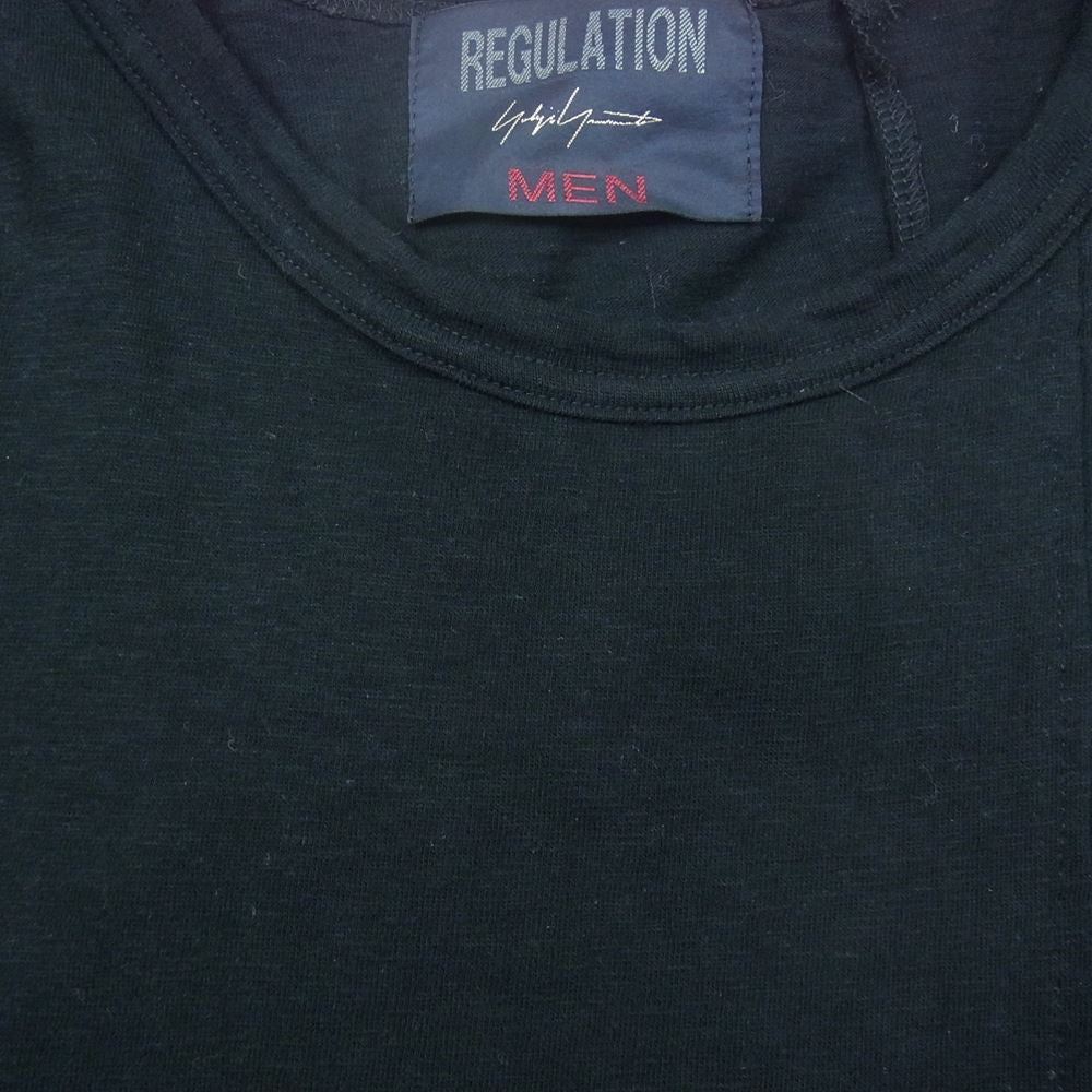 レギュレーション ヨウジヤマモト メン 21SS HG-T53-080 RAFCOT PLAIN STITCH VERTICAL COMBI SHORT SLEEVES 切替 カットソー ブラック系 3【中古】