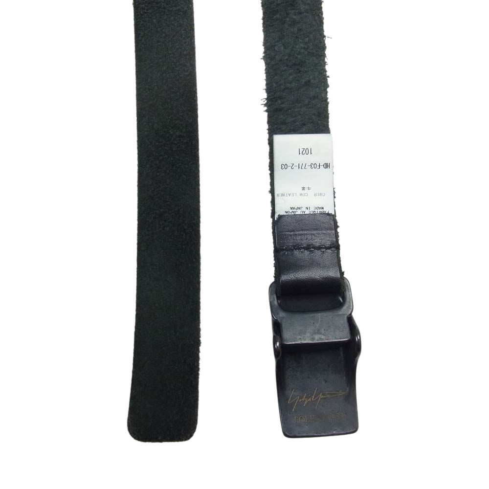 Yohji Yamamoto ヨウジヤマモト HD-F03-771 18MM カウレザー ソリッドブラスバックル フリーベルト ブラック系【中古】
