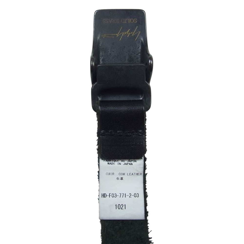 Yohji Yamamoto ヨウジヤマモト HD-F03-771 18MM カウレザー ソリッドブラスバックル フリーベルト ブラック系【中古】
