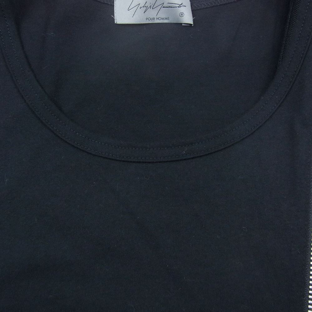 Yohji Yamamoto POUR HOMME ヨウジヤマモトプールオム 21AW HX-T17-080 30/-CORMA PLAIN STITCH ZIP FASTENER TANK TOP ファスナー タンク トップ ブラック系 3【中古】