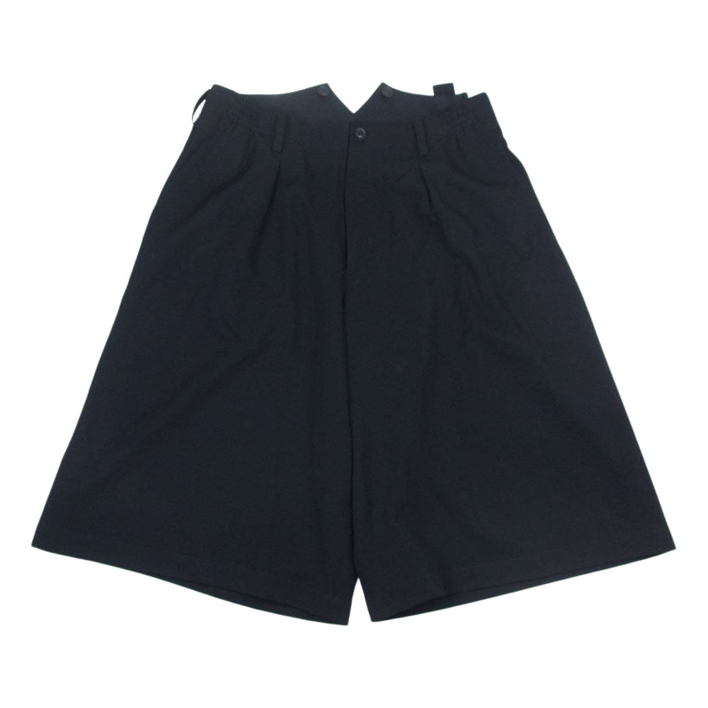 Yohji Yamamoto POUR HOMME ヨウジヤマモトプールオム 21AW HX-P16-100 ウールギャバジン 1タック ワイド ハーフパンツ ブラック系 2【中古】