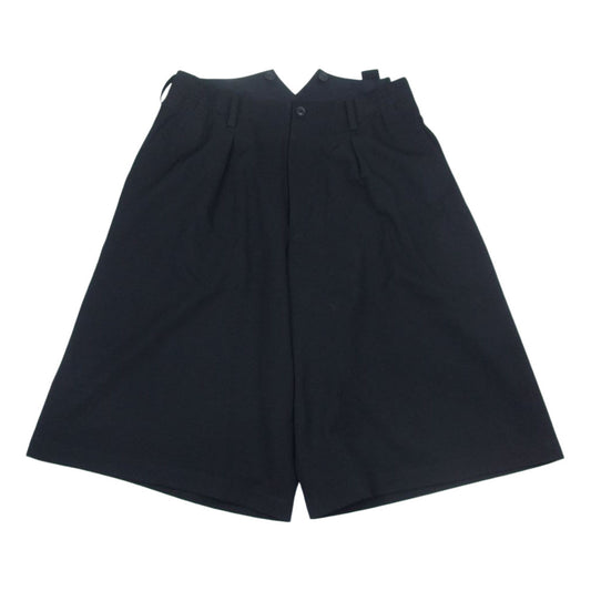 Yohji Yamamoto POUR HOMME ヨウジヤマモトプールオム 21AW HX-P16-100 ウールギャバジン 1タック ワイド ハーフパンツ ブラック系 2【中古】