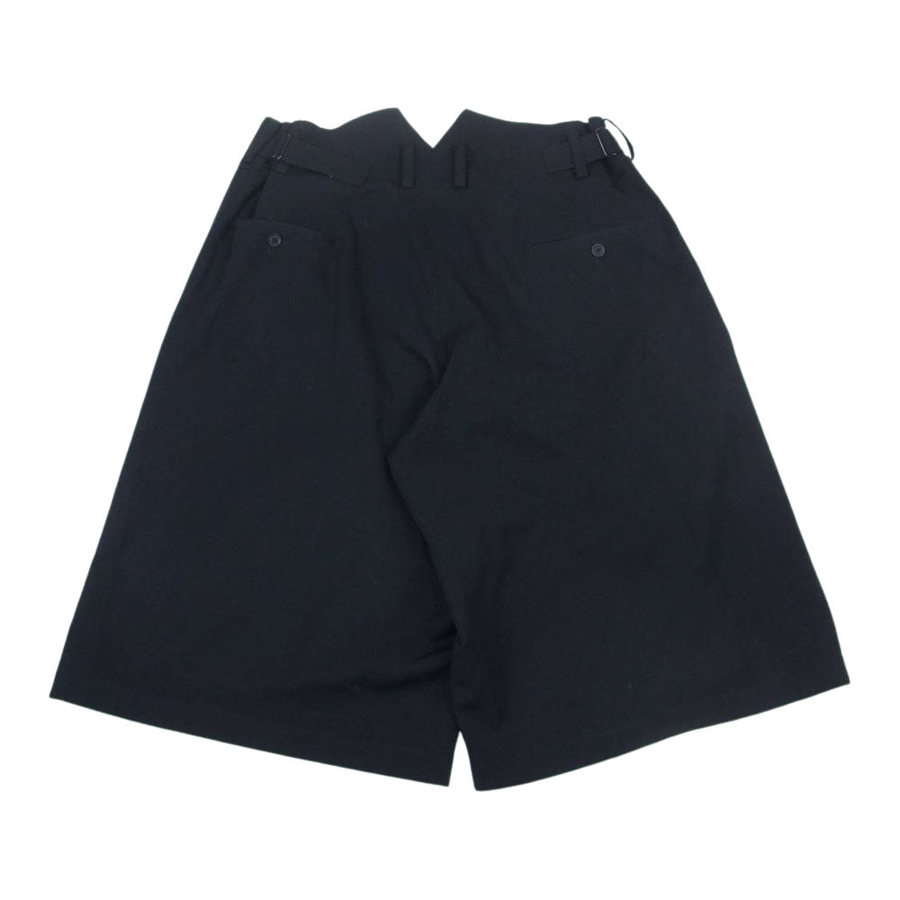 Yohji Yamamoto POUR HOMME ヨウジヤマモトプールオム 21AW HX-P16-100 ウールギャバジン 1タック ワイド ハーフパンツ ブラック系 2【中古】