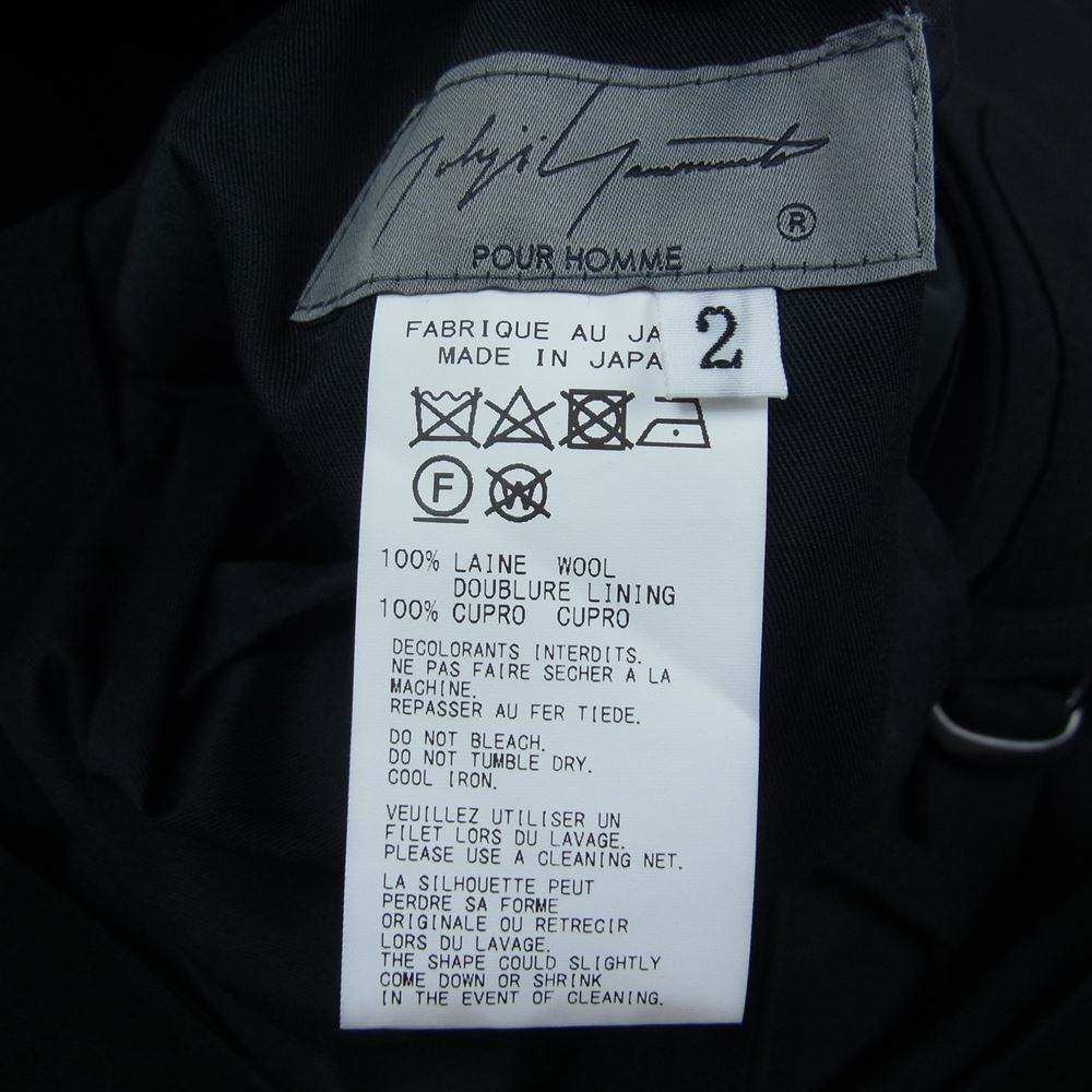 Yohji Yamamoto POUR HOMME ヨウジヤマモトプールオム 22AW HE-P25-100 ウールギャバジン 脇隠しPコールテンSP パンツ ブラック系 2【中古】