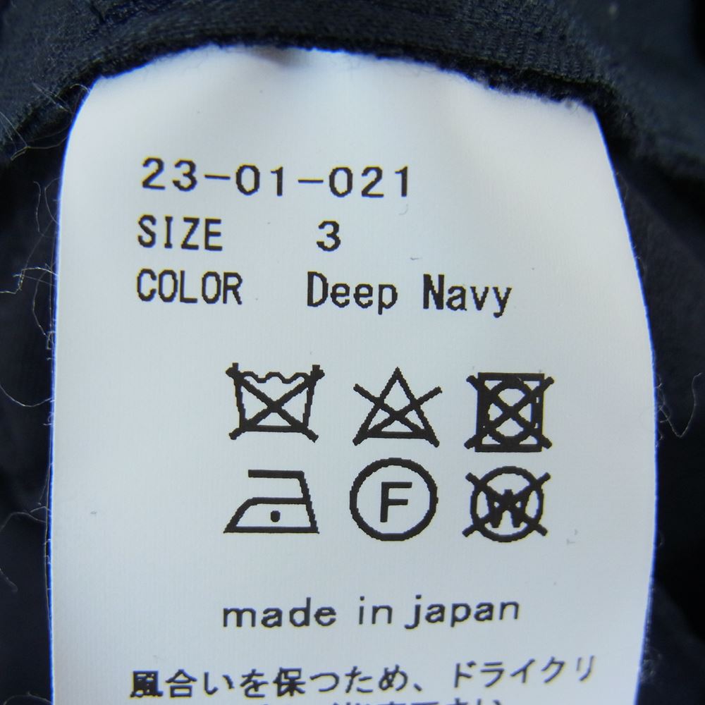 オーベット  23SS 23-01-021 サマーウール ギャバジン 2タック ワイドテーパード パンツ ネイビー系 3【中古】