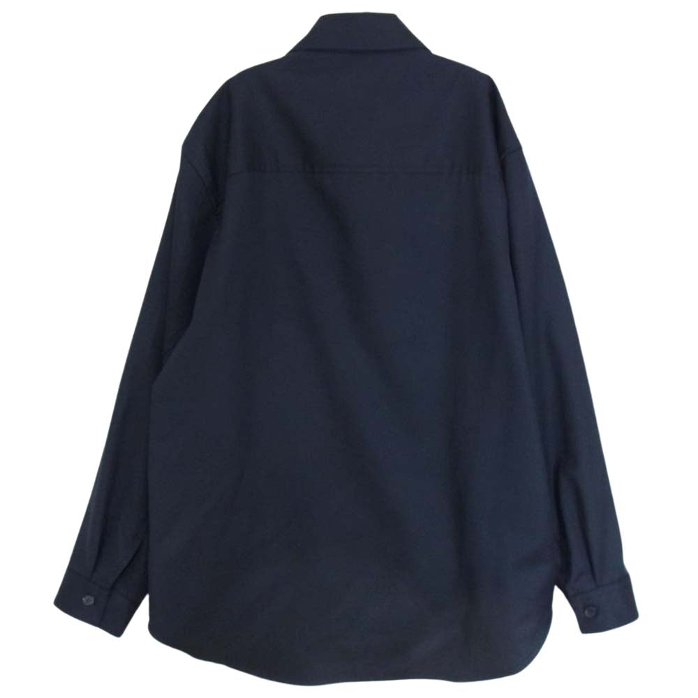 オーベット  AUBETT 23SS 23-01-034 サマー ウール ギャバジン コーチ ジャケット シャツ ネイビー系 3【中古】 オーベット 23SS 23-01-034 サマー ウール ギャバジン コーチ