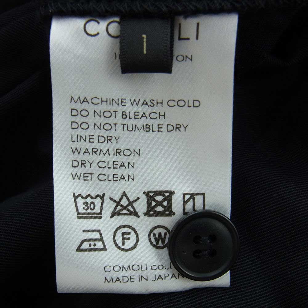 COMOLI コモリ 23SS X01-03014 コットン ギャバ  ワーク パンツ ブラック系 1【中古】