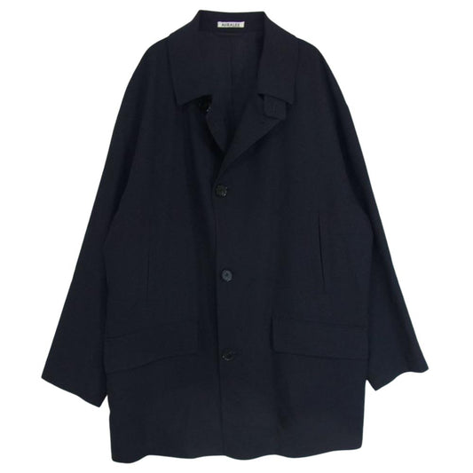 AURALEE オーラリー A21SC01KW HARD TWIST WOOL DOBBY HALF COAT ウール コート ネイビー系 3【中古】