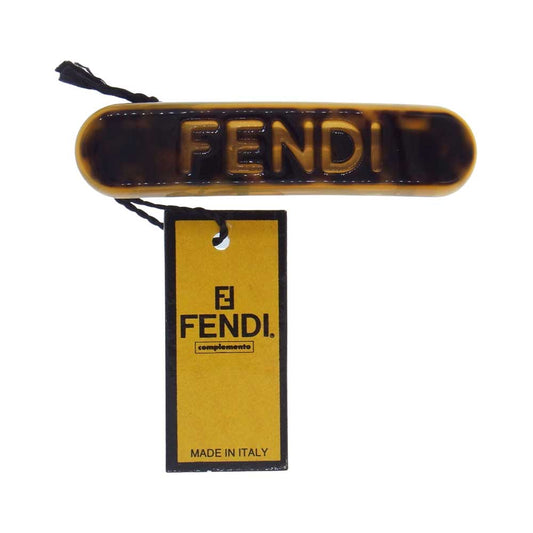 FENDI フェンディ ロゴ バレッタ 髪留め ブラウン系【中古】
