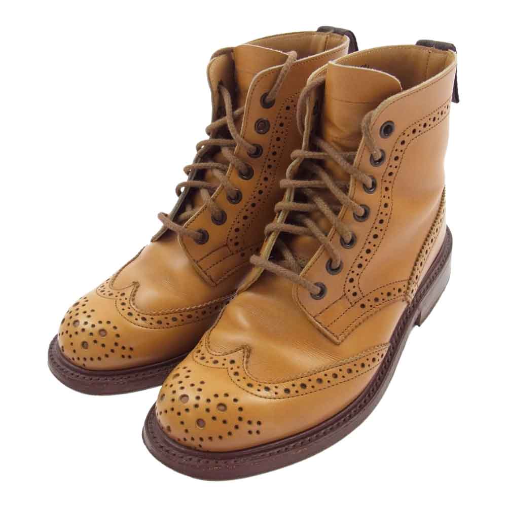 Tricker's トリッカーズ LS411  FSスタンプ カントリーコレクション ウイングチップ ブーツ  ライトブラウン系【中古】