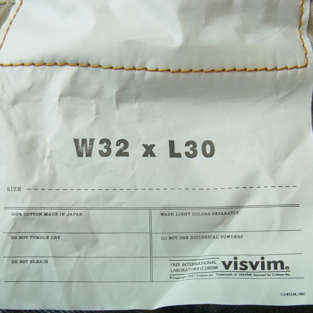 VISVIM ビズビム 21AW 0121205005016 SOCIAL SCULPTURE 01 SLIM DAMAGED ソーシャルスカルプチャー デニム パンツ インディゴブルー系 W32 L30【中古】