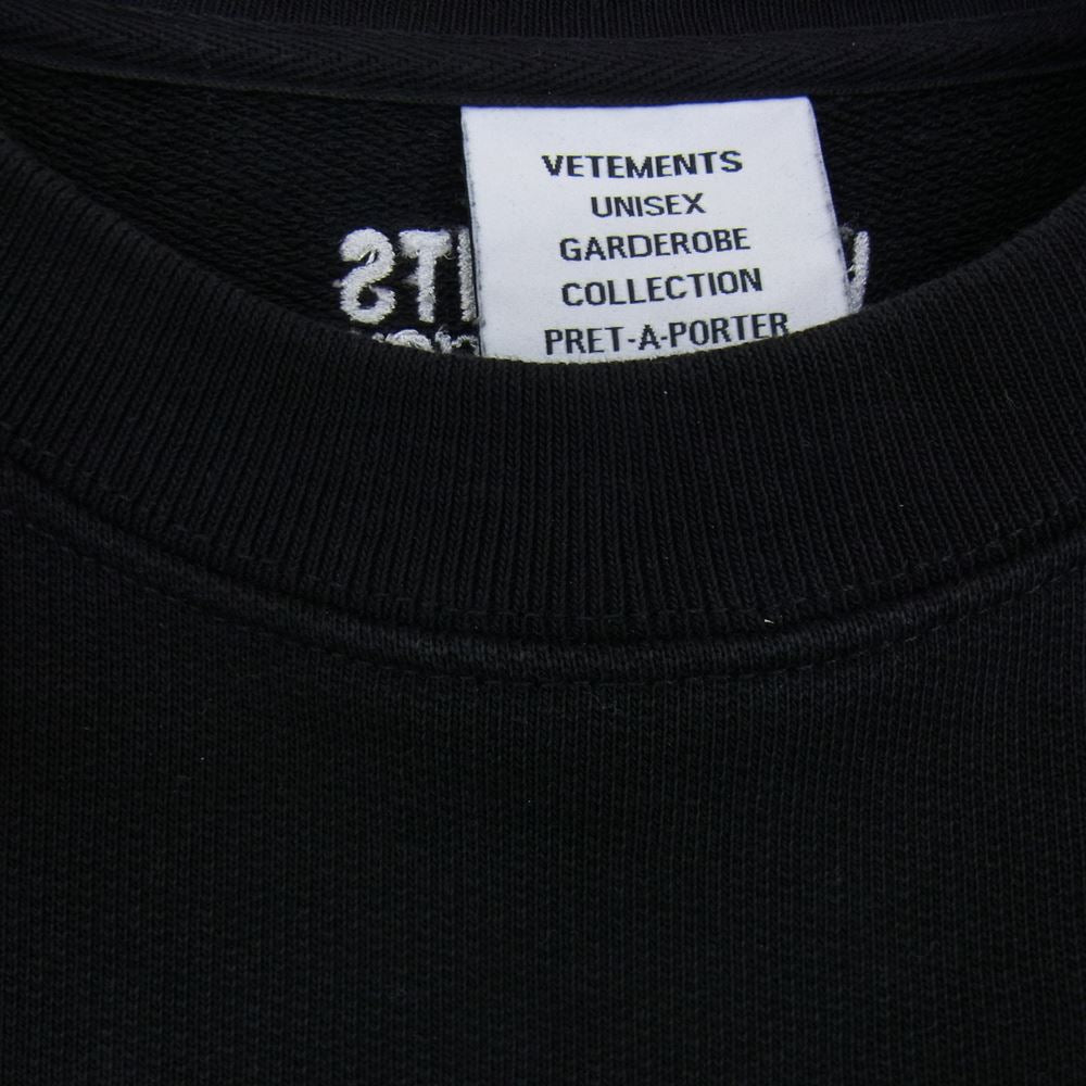 VETEMENTS ヴェトモン 21SS UE51TR330B Insecurity Sweatshirt インセキュリティー スウェット トレーナー プリント オーバーサイズ ブラック系 M【中古】