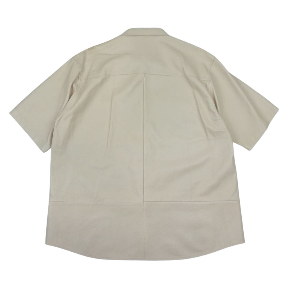 AURALEE オーラリー 20SS  A20SS01RL  LEATHER SHIRTS ヨークレザー 半袖 シャツ 羊皮 アイボリー系 4【中古】
