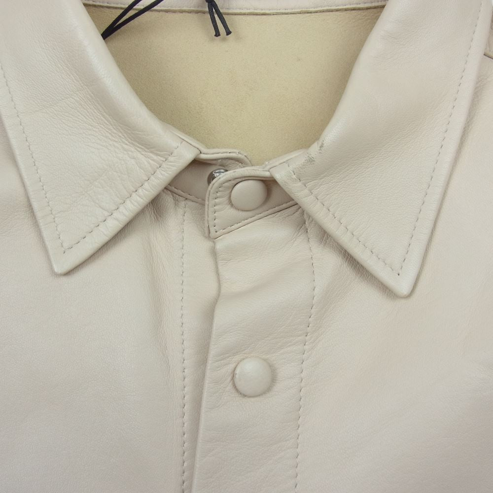 AURALEE オーラリー 20SS  A20SS01RL  LEATHER SHIRTS ヨークレザー 半袖 シャツ 羊皮 アイボリー系 4【中古】