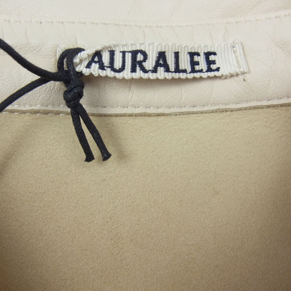 AURALEE オーラリー 20SS  A20SS01RL  LEATHER SHIRTS ヨークレザー 半袖 シャツ 羊皮 アイボリー系 4【中古】
