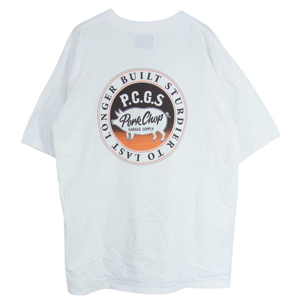 ポークチョップ ロゴ プリント 長袖 Tシャツ ホワイト系 XL【中古】